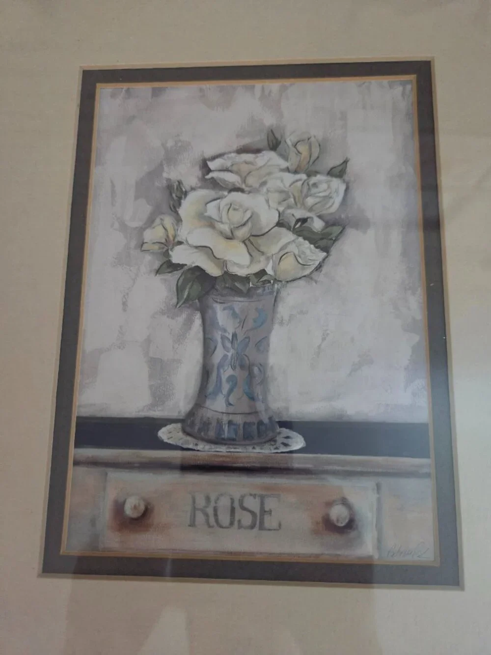 Framed art print floral pastel roses by artist Celeste Peters